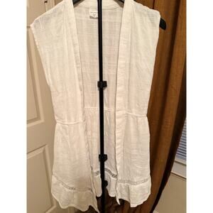 Abercrombie Fitch 100% Cotton Youth 13/14 Cover Up Cardigan White EUC Open Front